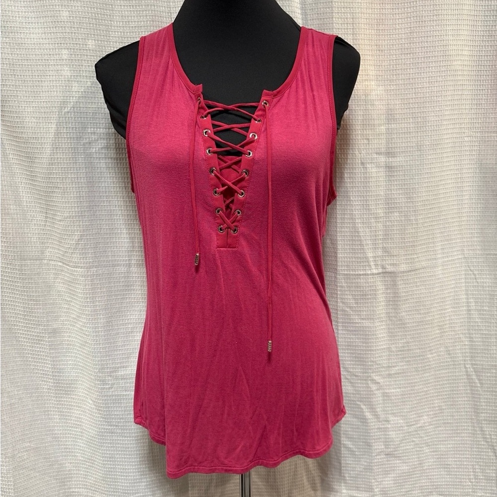 White House Black Market Lace-Up Tank Top - Red